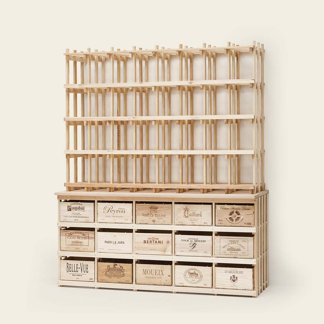 Weinregal Holz MS-400-Aufbau 8×4 Kammern für Kombi 5  0